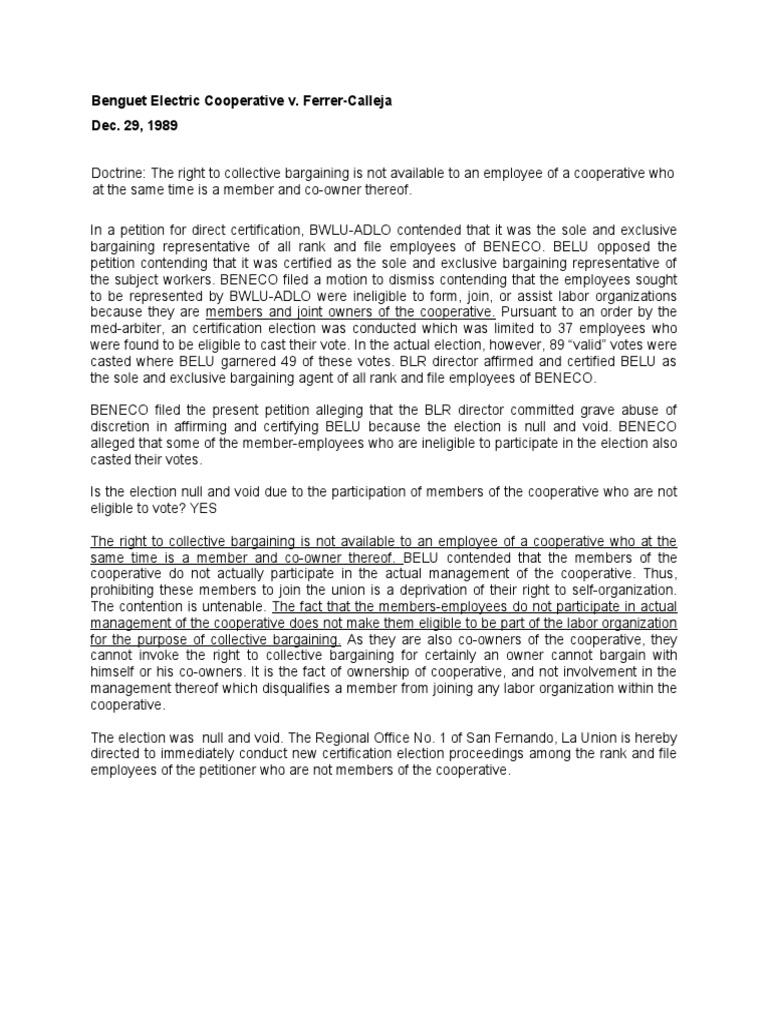 Benguet Electric Cooperative v. Ferrer-Calleja | PDF | United States ...