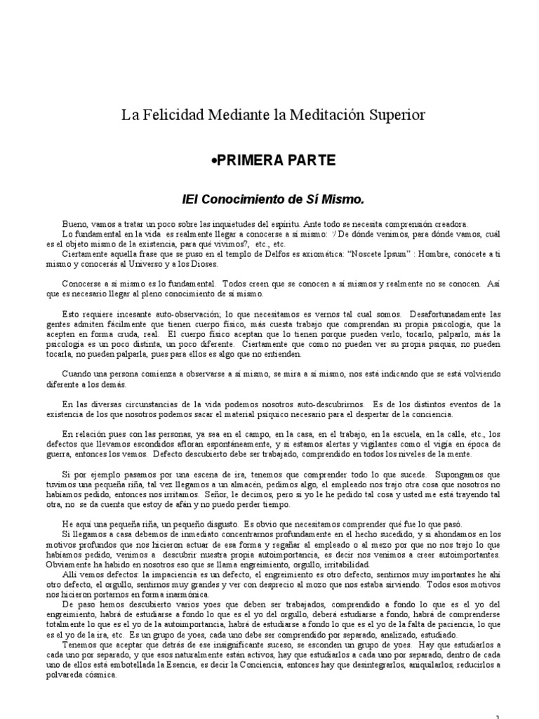 Samael A W - La Felicidad Mediante La Meditacion Superior | PDF ...