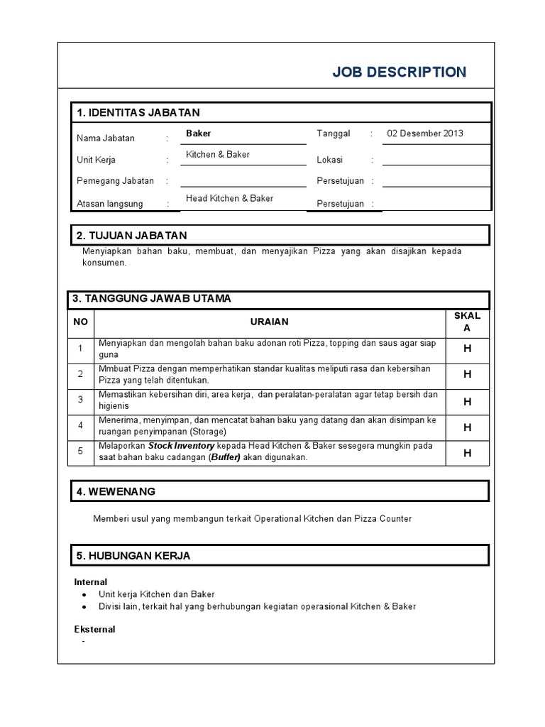 Job Description Baker PDF