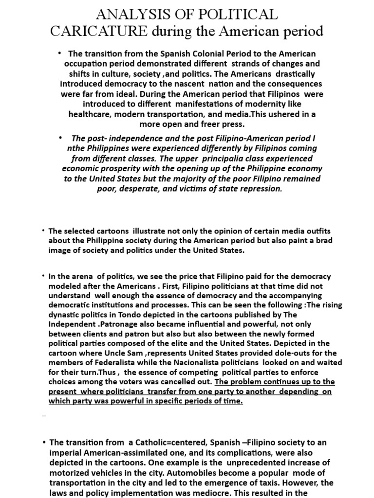 Analysis of Political Caricature During The American Period | PDF |  Philippines | The United States