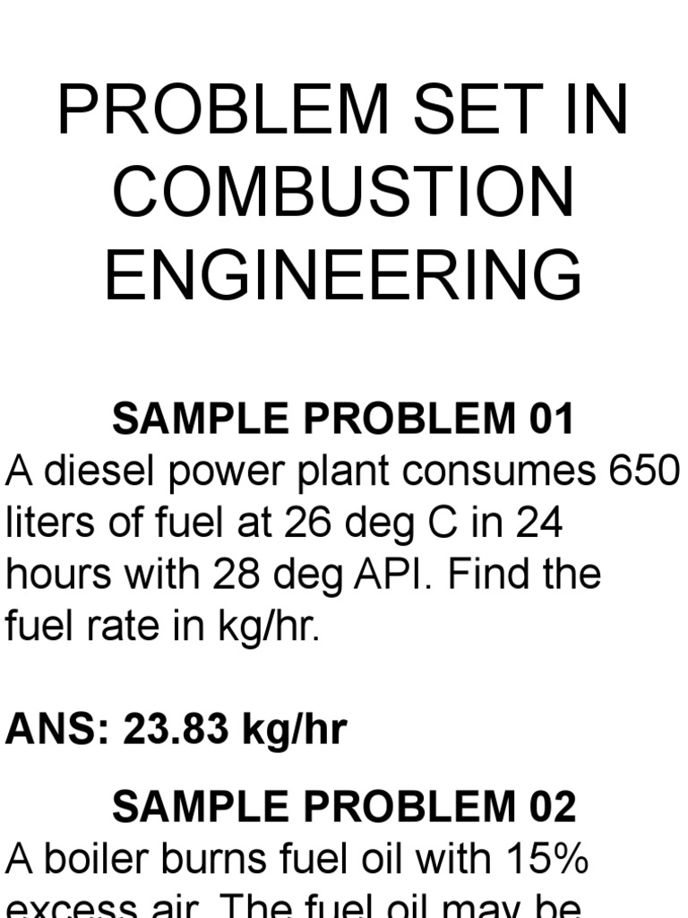 Combustion Engineering Problem Set | PDF | Combustion | Fuels