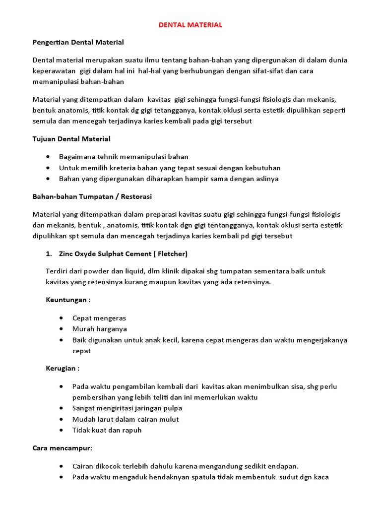 DENTAL MATERIAL, Komposit, Cavit, Gutta Percha 2 PDF