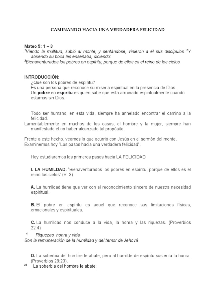 Pasos hacia la verdadera felicidad | PDF | Evangelio de Mateo | Felicidad