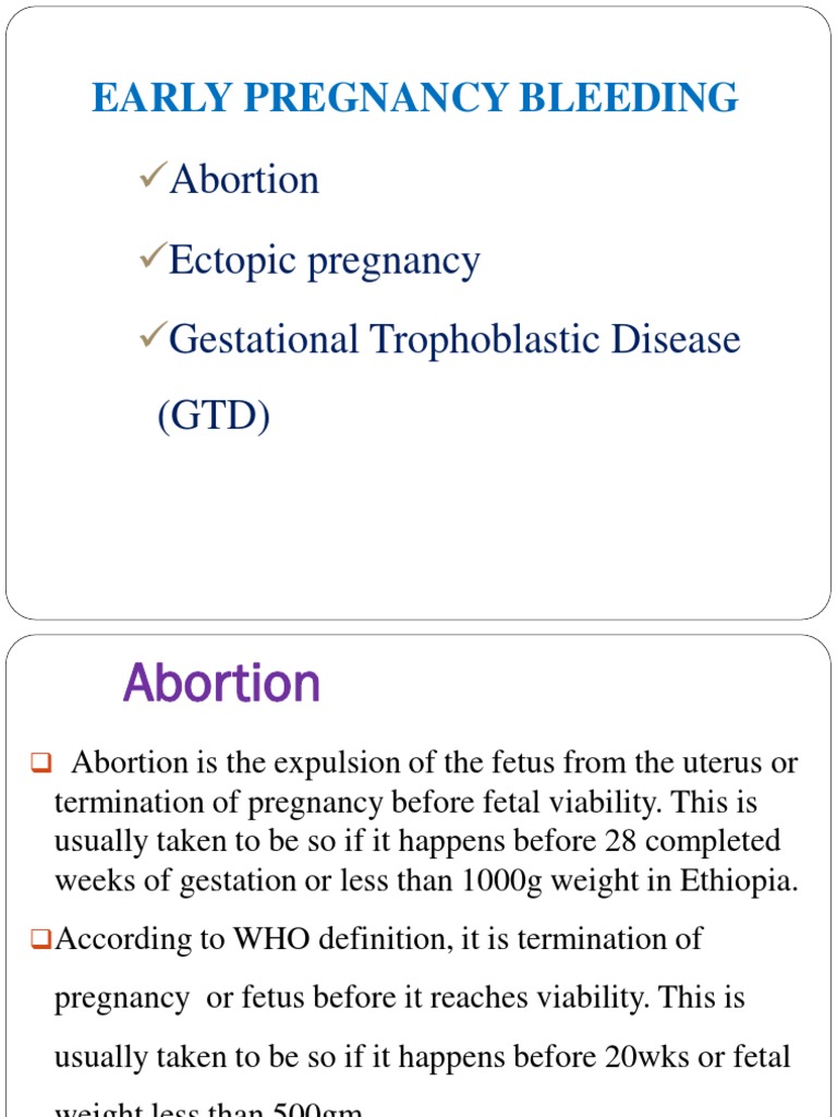 Early Pregnancy Bleeding and Abortion Types | PDF | Miscarriage ...