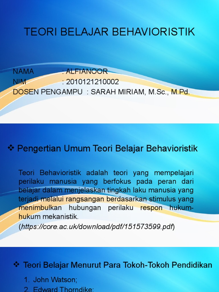 Beberapa Point Penting Teori Behavioristik | PDF