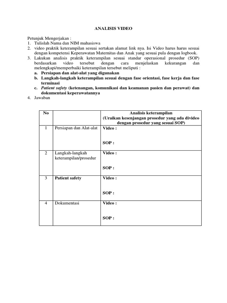 Analisis Video Keterampilan Keperawatan | PDF