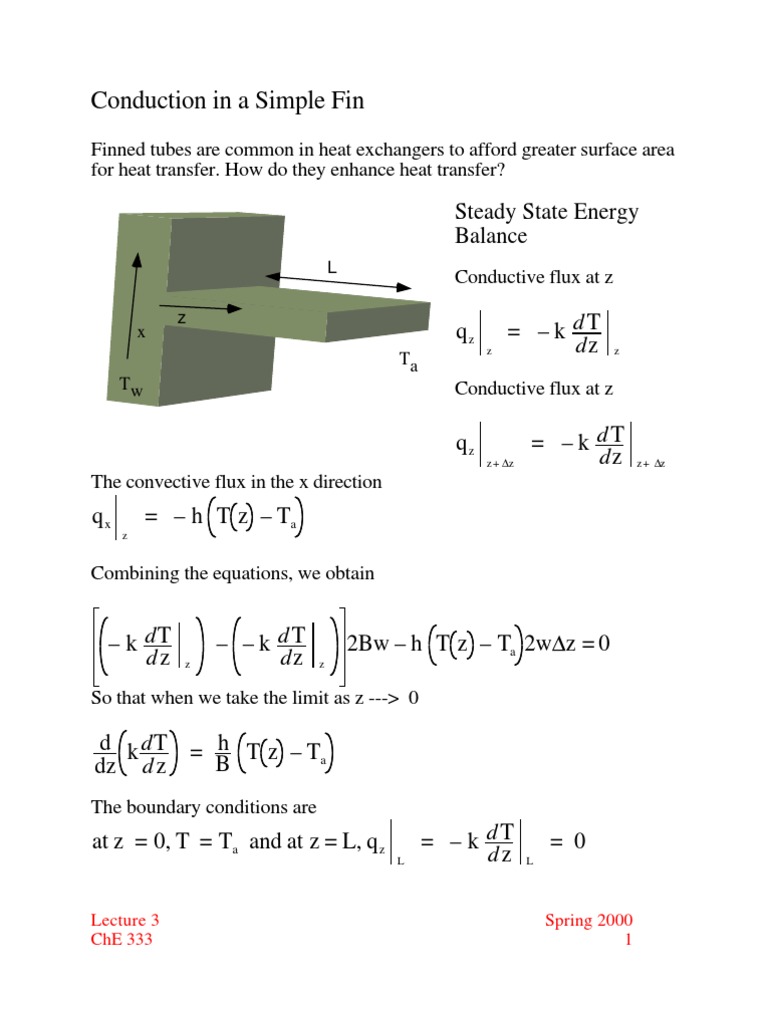 Heat Transfer in Finned Tubes and Conduction | PDF | Sine | Thermal ...