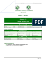 English - Level 1: - Lesson 2 - Clauses and Phrases