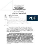 Faculty Meeting Minutes of The Meeting: Division of Cebu Province District of Tuburan I Montealegre Elementary School