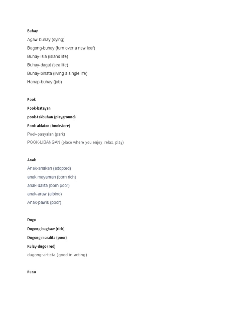 Tambalan Words and Examples in Filipino | PDF