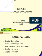 Kuliah 8. Sumberdaya Lahan