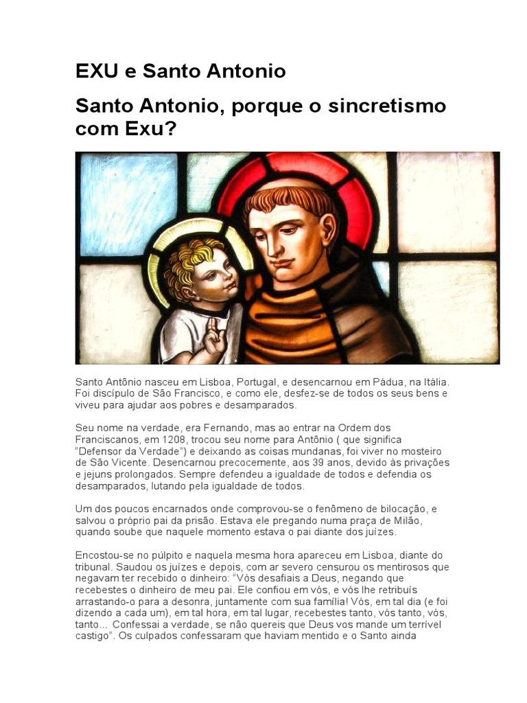 O sincretismo de Santo Antônio e Exu na Umbanda | PDF | Oração | Justiça