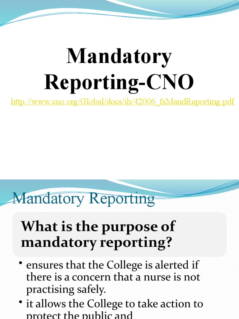 CNO Mandatory Reporting Student PDF Nursing Counseling Psychology