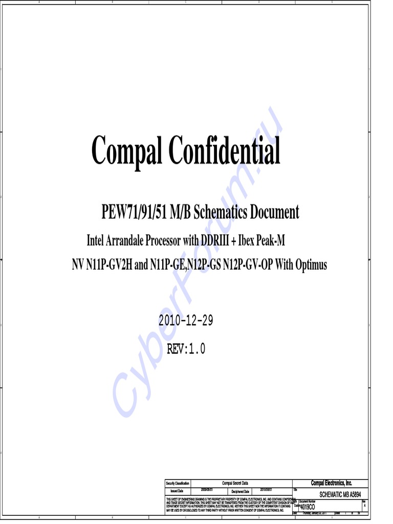 COMPAL LA-5894P (PEW71,91,51) 2010-12-29 Rev 1.0 Schematic | PDF ...