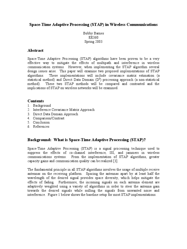 STAP for Wireless Engineers | PDF | Science & Mathematics