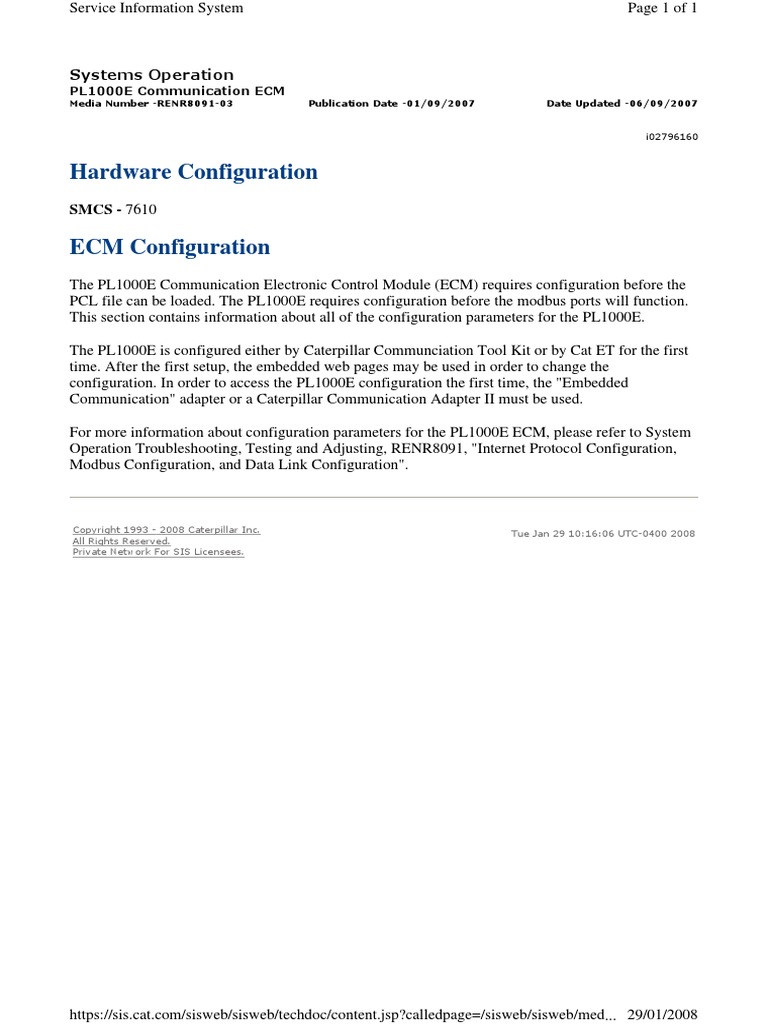 RENR8091 Hardware Configuration | PDF