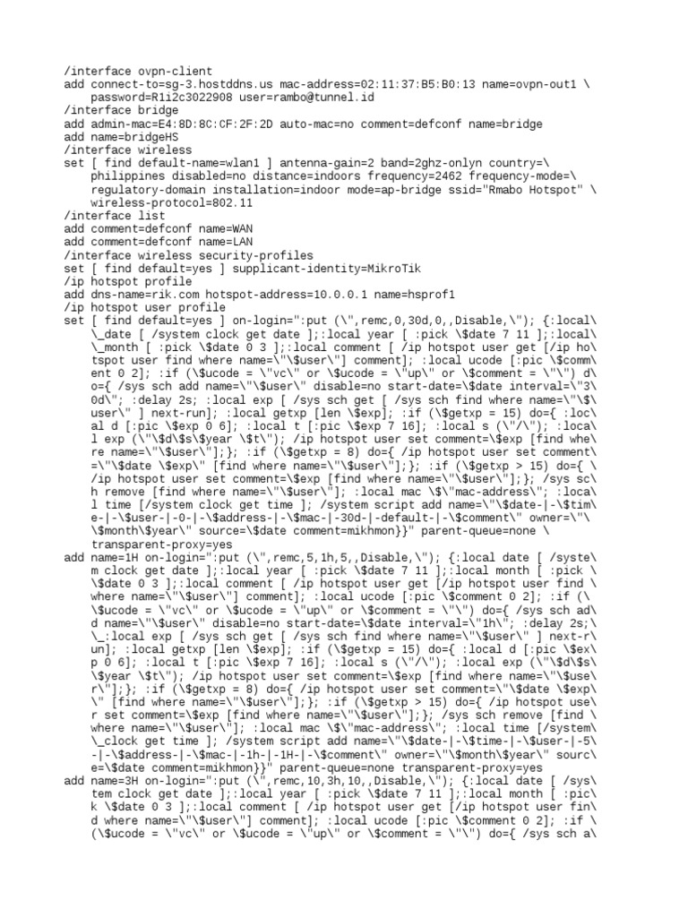 MikroTik Hotspot User Scripts | PDF | Internet Protocols | Network ...