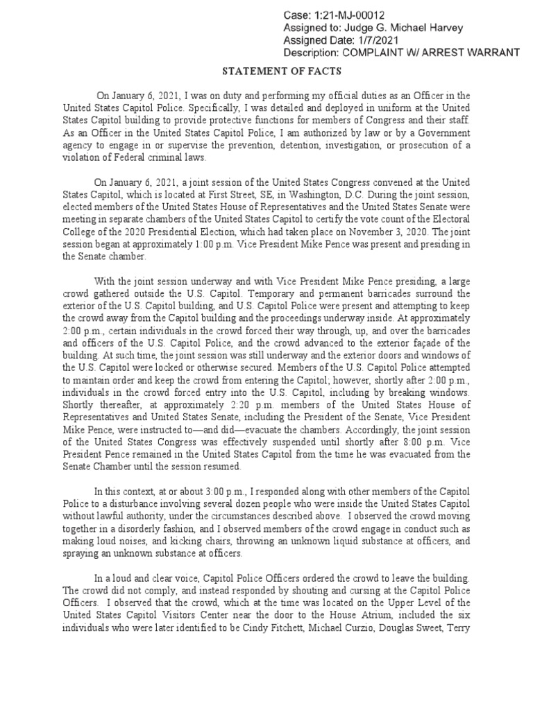 Bradley Rukstales Affidavit PDF United States Capitol United
