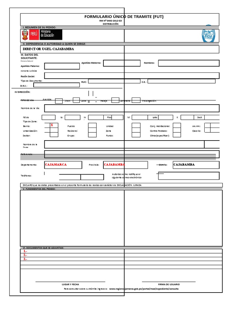 Solicitud de Luto y Sepelio UGEL Cajabamba | PDF | Business