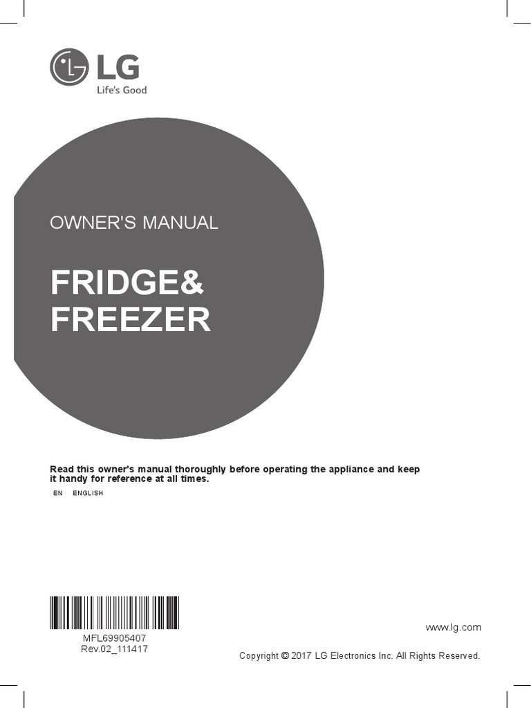 LG Fridge Freezer PDF Refrigerator Ac Power Plugs And Sockets