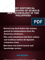 Brief Historical Background of Science and Technology in The Philippines