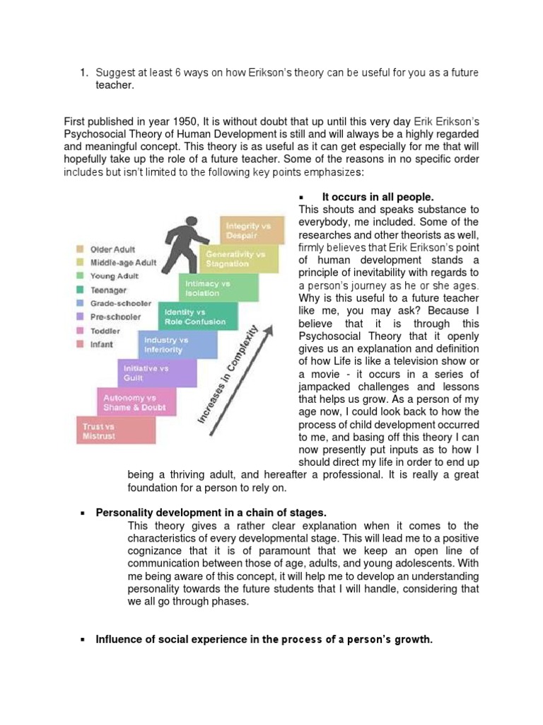 Applying Erikson's Theory in Teaching | PDF | Developmental Psychology ...