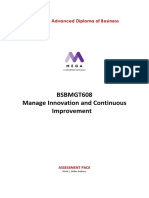 BSBMGT608 Manage Innovation and Continuous Improvement: BSB60215 Advanced Diploma of Business