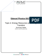 Summary Notes - Topic 4 Energy Resources and Transfers - Edexcel Physics IGCSE