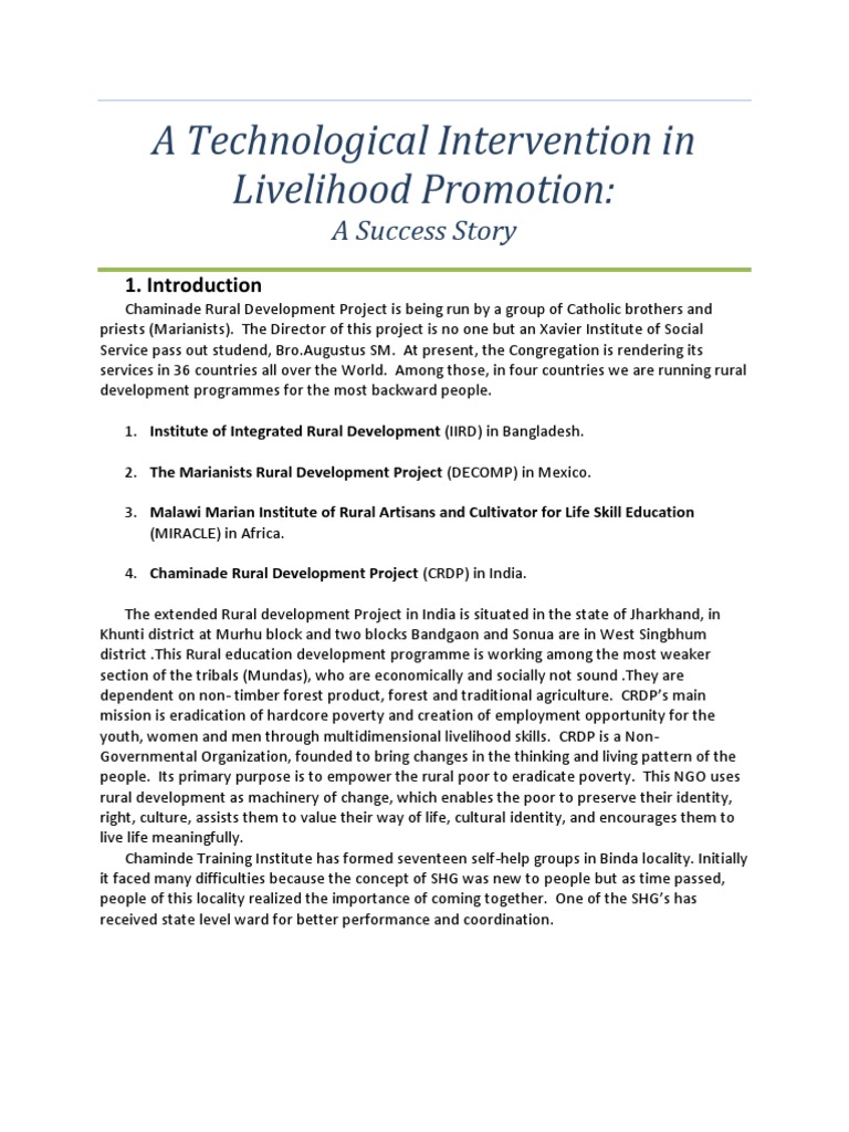 A Technological Intervention in Livelihood Promotion | PDF | Banks ...