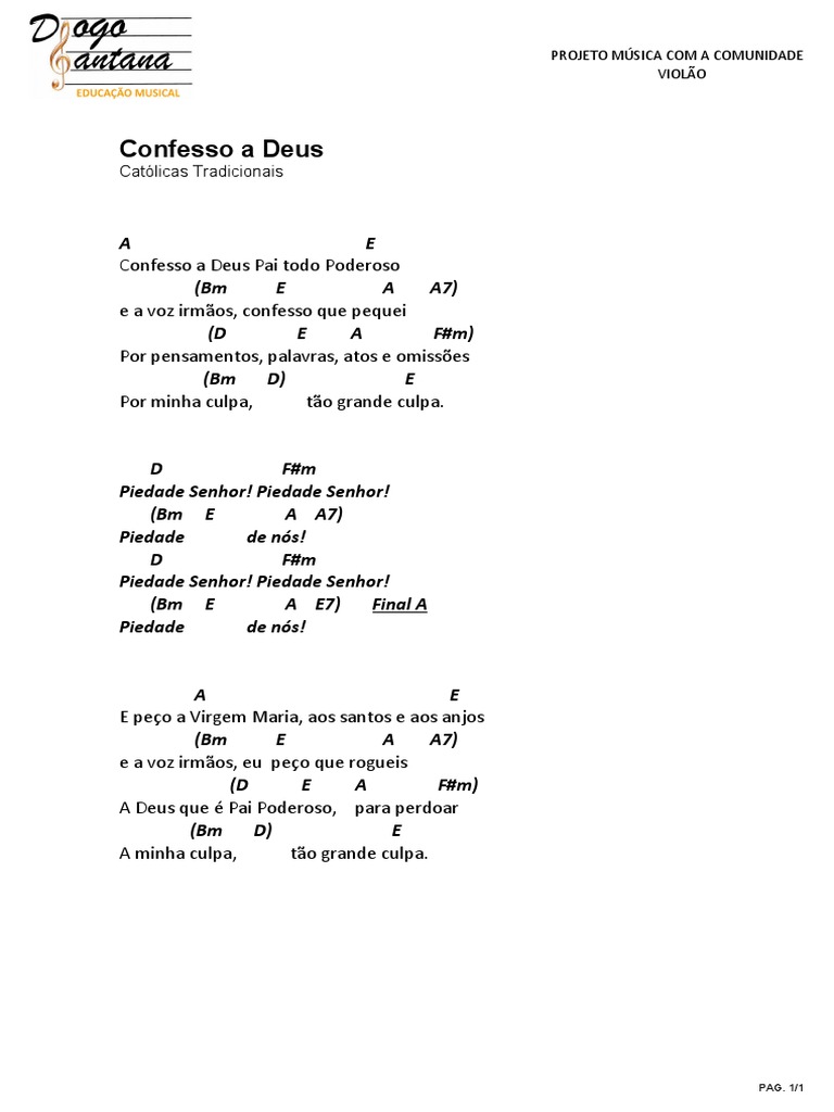Confesso A Deus - Cifras 2021 | PDF