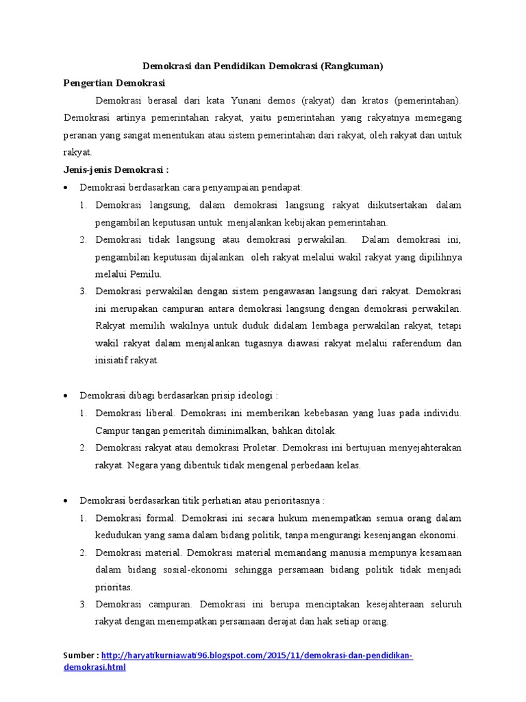 Demokrasi Dan Pendidikan Demokrasi Pdf