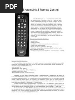 Control Universal Rca Systemlink 3