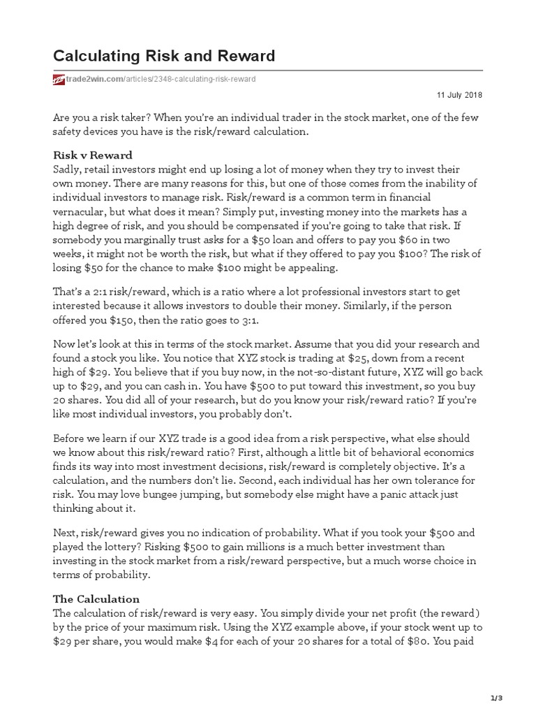Calculating Risk and Reward: A Guide to Evaluating Investment ...