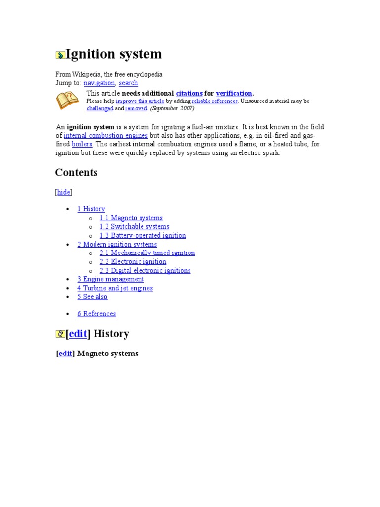 Ignition System From Wikipedia, The Free Encyclopedia PDF Ignition