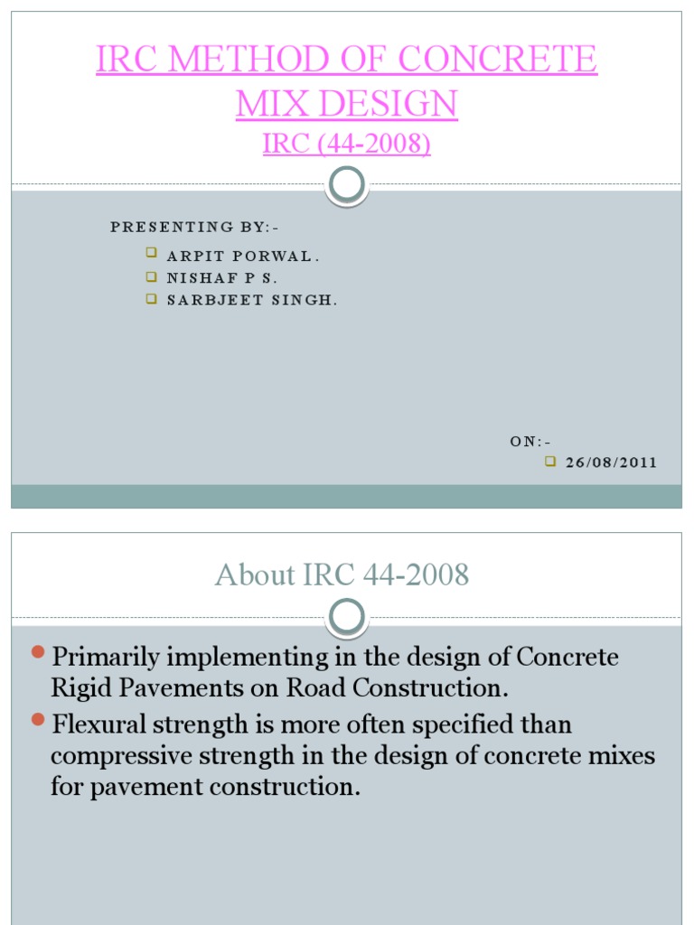 Irc Concrete Mix Design | PDF | Science & Mathematics | Technology ...