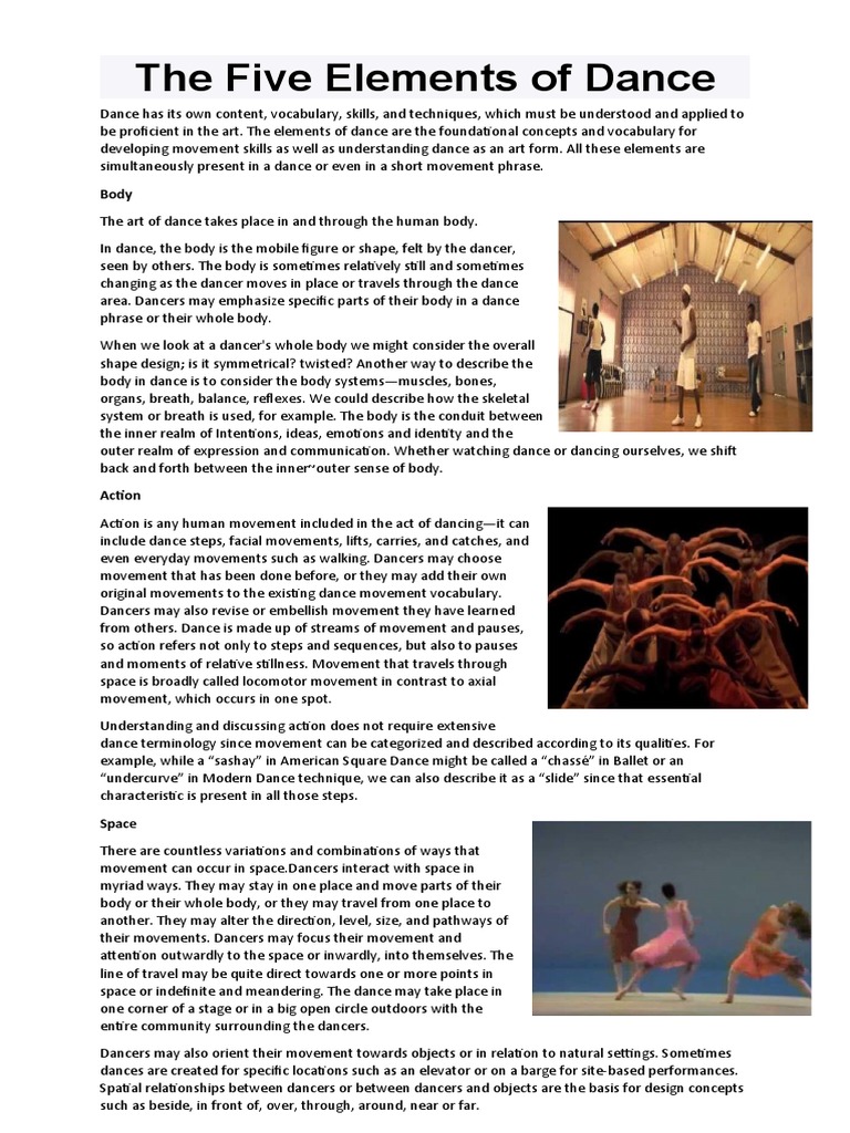 What Are The 5 Elements Of Dance Lesson Plan