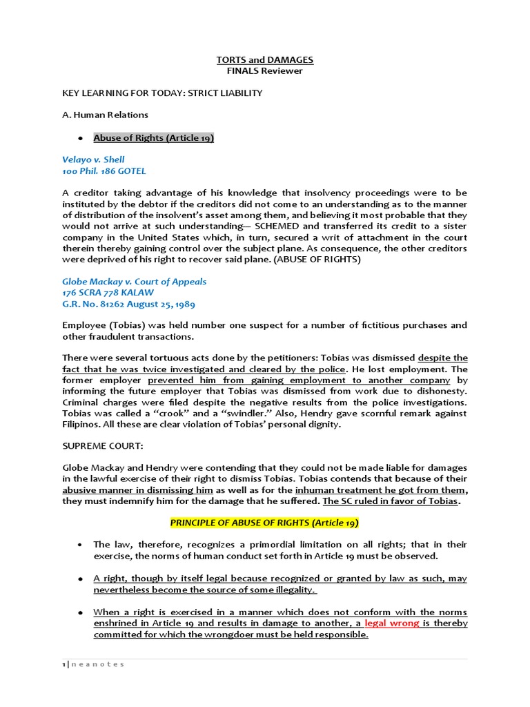 Strict Liability in Torts and Damages | PDF | Defamation | Tort