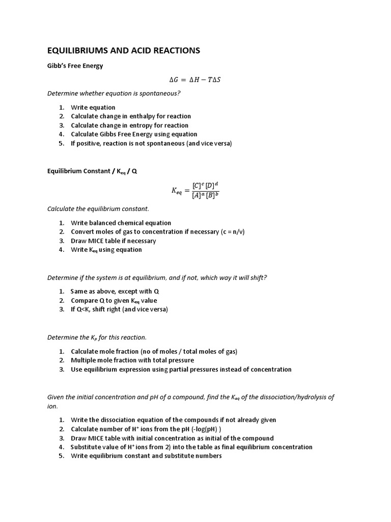 Hsc Chemistry Equations Dissociation Chemistry Ph