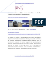 Seminario Online Fotovoltaica - Diseño, Operación y Mantenimiento