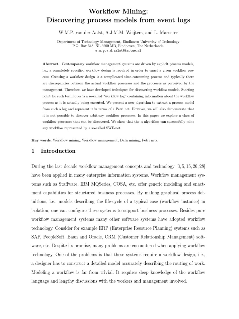Workflow Mining: Process Model Discovery | PDF | Customer Relationship ...