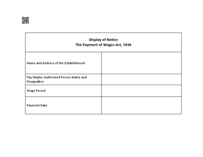 Payment of Wages Act Notice Template | PDF