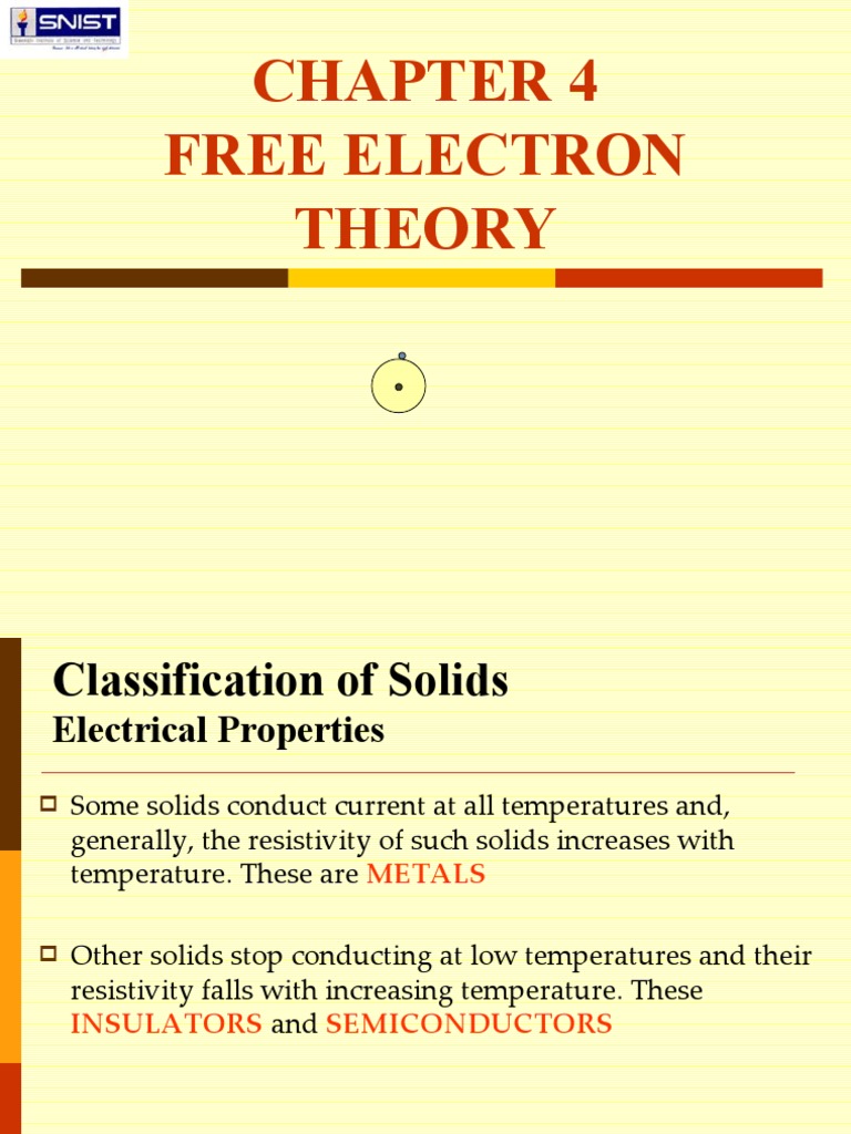 Free Electron Theory in Metals | PDF | Electrical Resistivity And ...