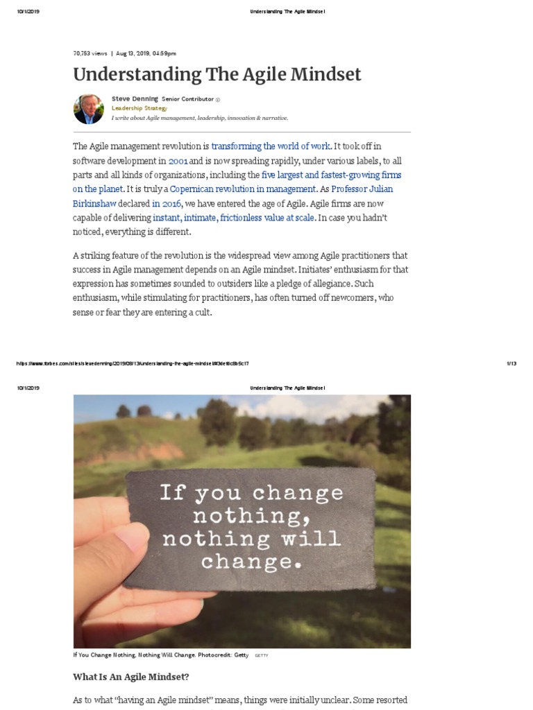Agile Mindset Explained by Steve Denning | PDF | Agile Software ...