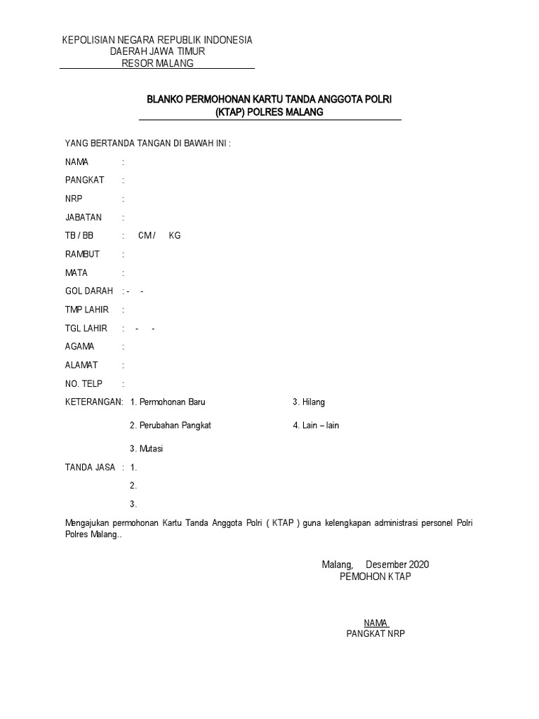 Blanko Kta 1 | PDF