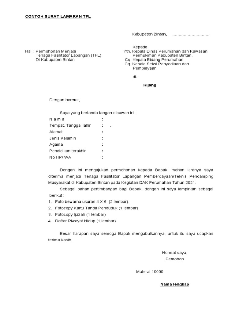 Surat Lamarn TFL | PDF
