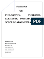 Seminar ON Philosophy, Purposes, Elements, Principles and Scope of Administration