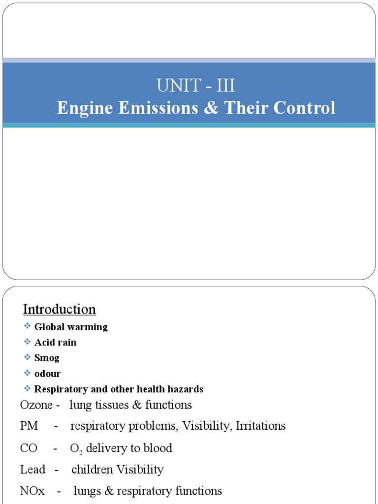 Engine Emissions Their Control Unit Iii Pdf Internal