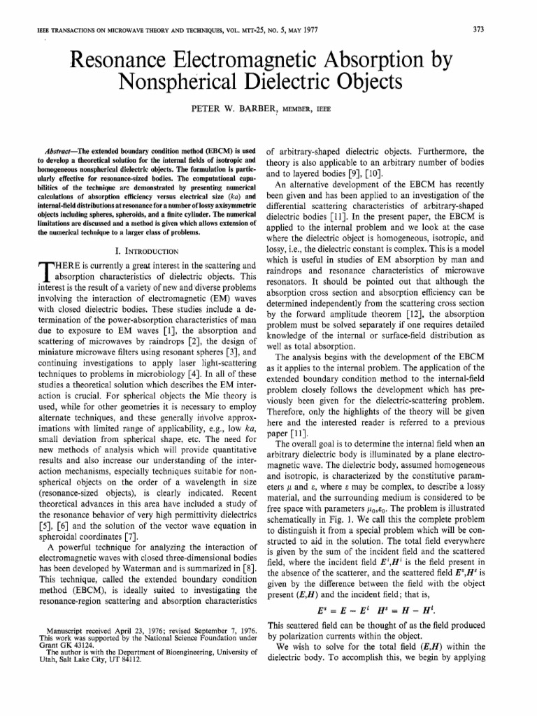 Resonance Electromagnetic Absorption by | PDF | Scattering | Waves
