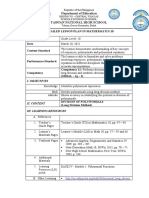 Department of Education: Detailed Lesson Plan in Mathematics 10 Subject: MATH Date Content Standard