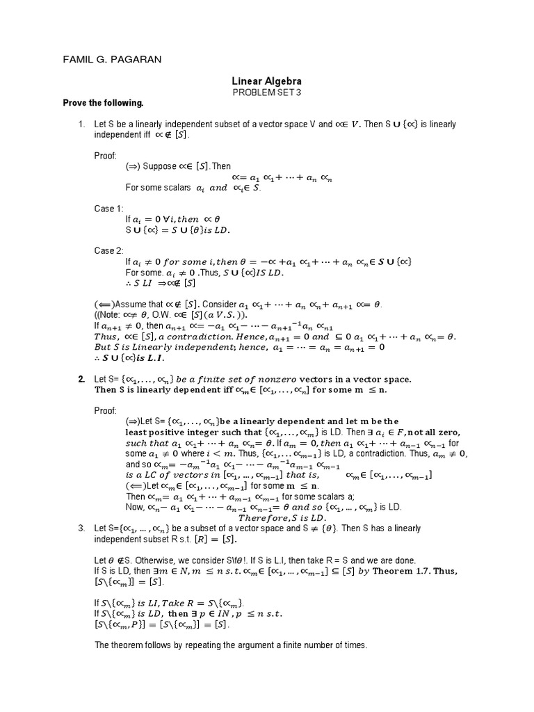 Proving fundamental concepts in linear algebra pdf basis linear